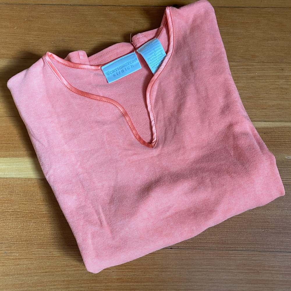 Coral V-Neck Top